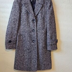 Style and Co., trench Style long jacket Button down , blk and white with pockets